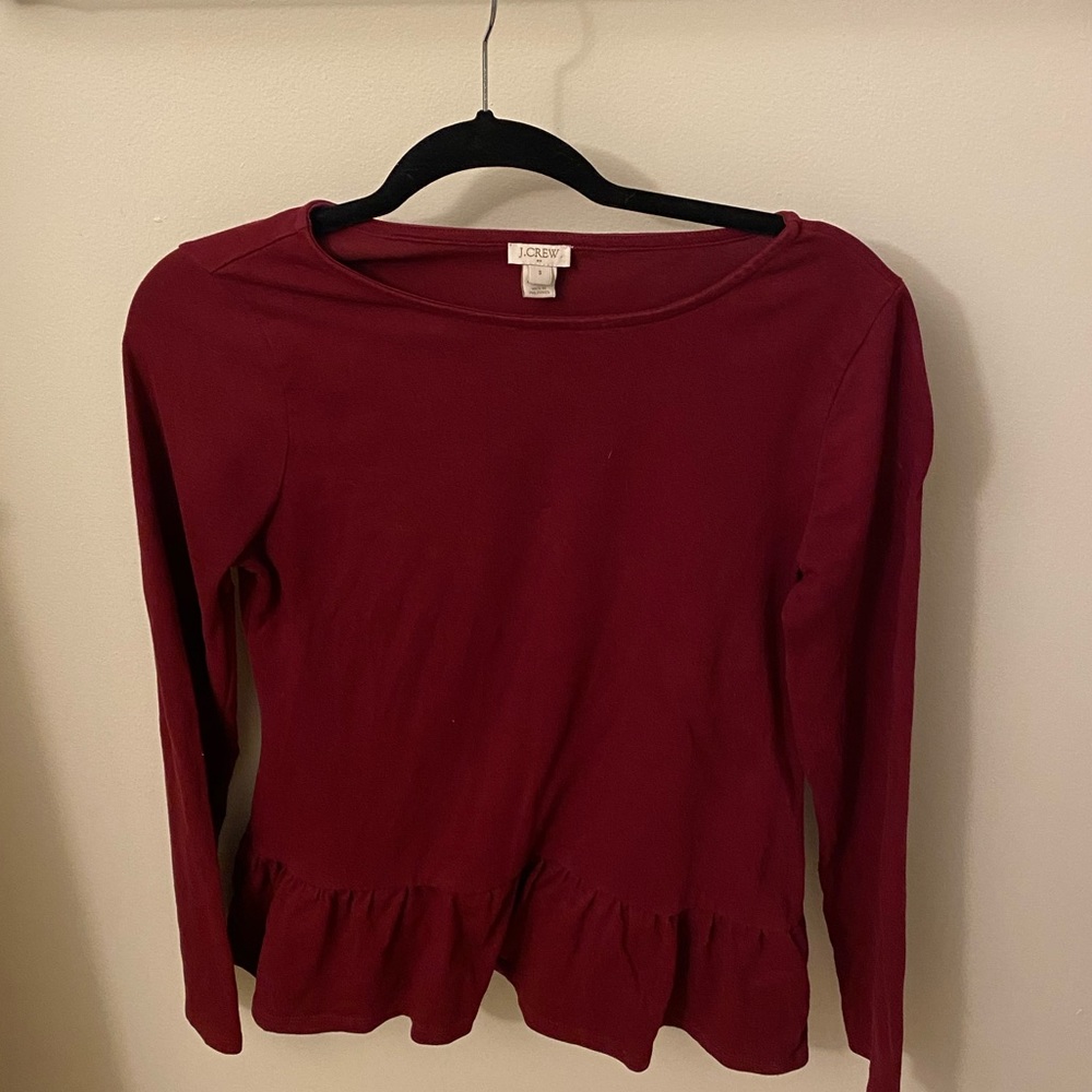 Jcrew red peplum shirt